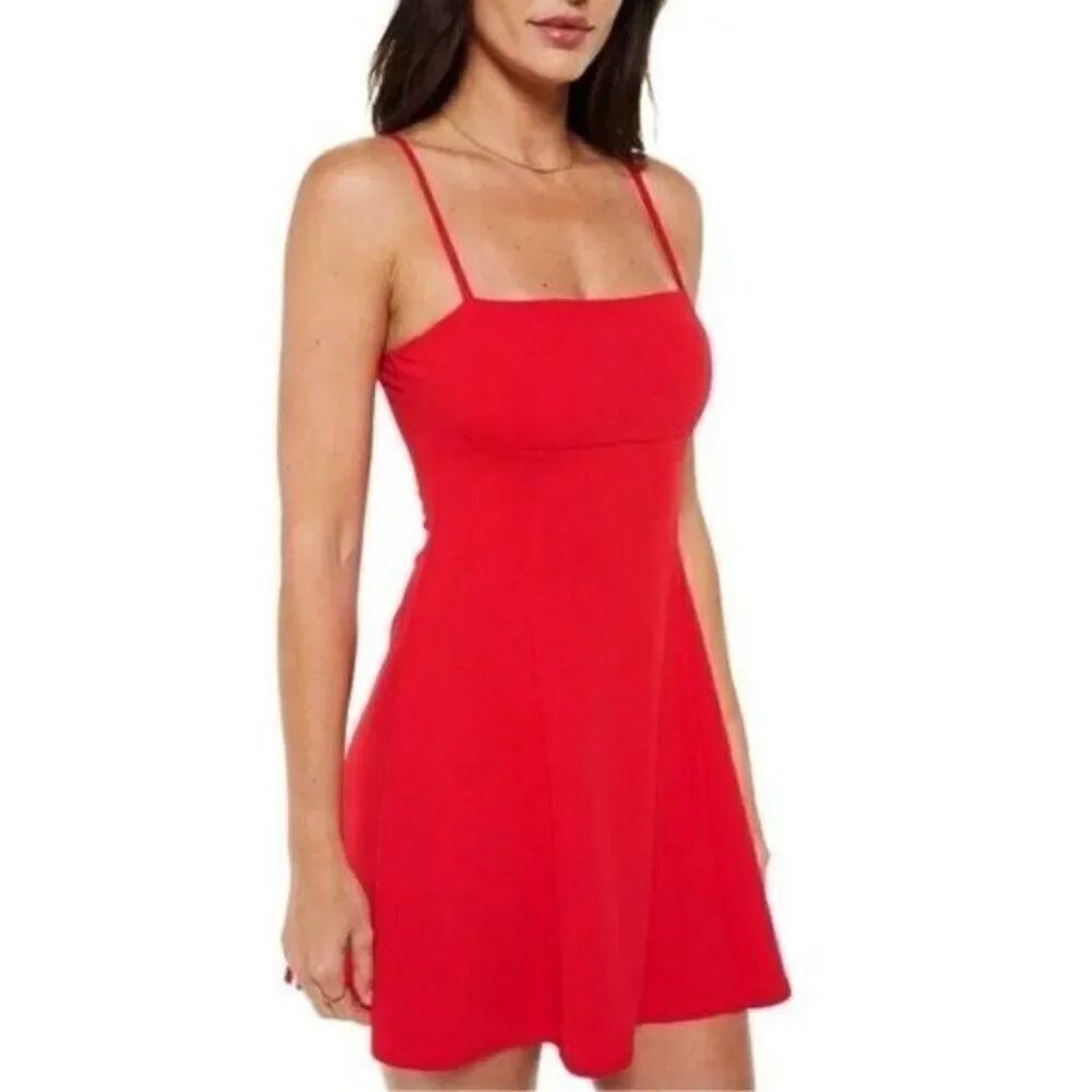 SHEIN Red Skater Dress Soaghetti Strap